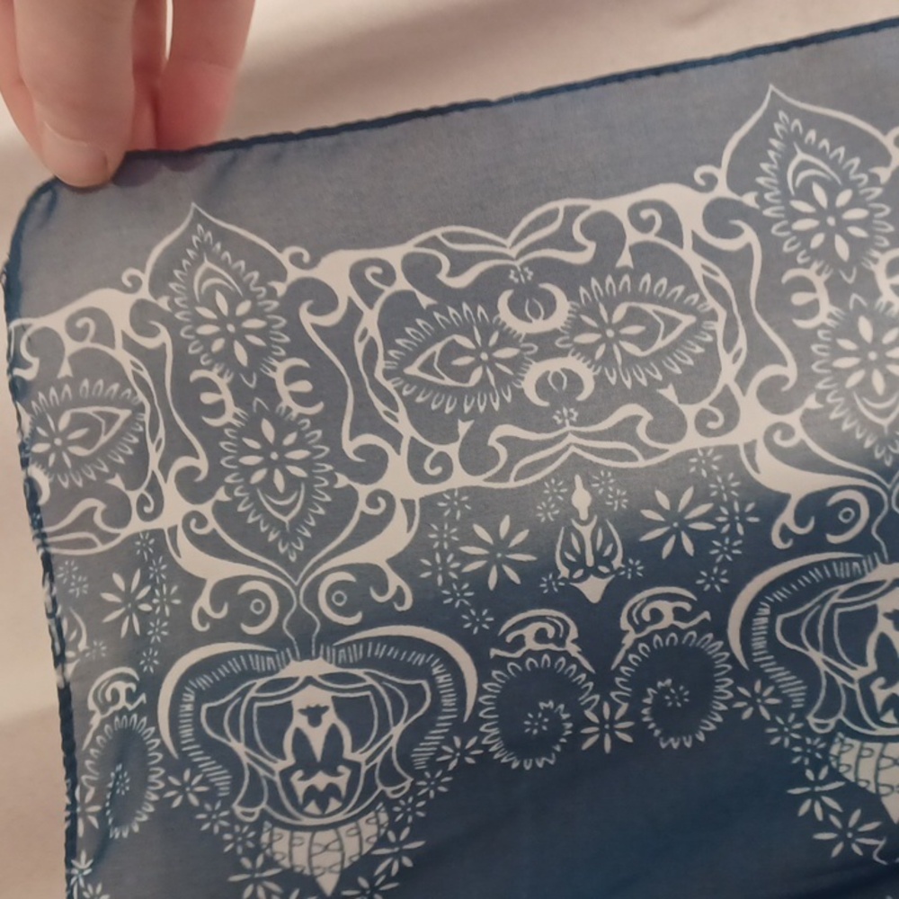 Blue Patterned Semi-Sheer Patterned Scarf Shawl 2… - image 3